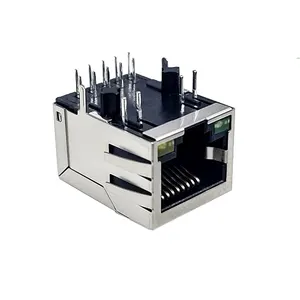 10/100 Base TAB DOWN POE Single Port RJ45 10P8C With Filter Through Hole Ethernet Connector