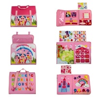 Tableaux d'activités Montessori personnalisés pour tout-petits, château rose en feutre, jouets pour enfants, livre d'activités préscolaire pour filles