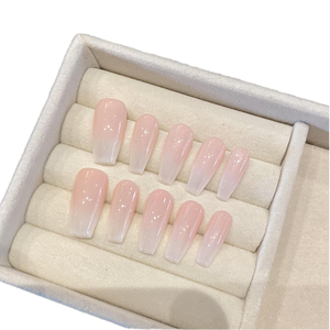 Diseño # 338/ # 362 <span class=keywords><strong>Uñas</strong></span> Postizas Acrílicas Francesas Simples, Forma Cuadrada Almendrada, Cobertura Completa, <span class=keywords><strong>Uñas</strong></span> de Presión <span class=keywords><strong>para</strong></span> Dedos, Hechas a Mano, Alta Calidad - Product Image 1
