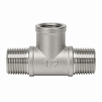 Raccord en T 3 voies en acier inoxydable 304, 3000 PSI, filetage mâle/femelle BSPP/BSPT 1/2 pouce DN15, usiné CNC, pour eau et huile, marque ZL