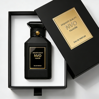 Flacon de parfum de haute qualité, carré, 50 ml, en verre, noir, avec emballage boîte