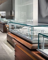 Vitrine à bijoux en bois haut de gamme, durable, personnalisable, avec éclairage LED, facile à nettoyer, pour boutique, magasin de détail, centre commercial, salle d'exposition