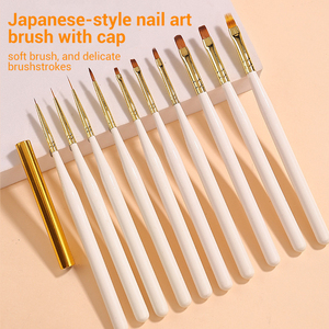 Ensemble de stylos à ongles en nylon à manche en bois avec dégradé diamanté pour le dessin de lignes et les soins des ongles à domicile - Product Image 3