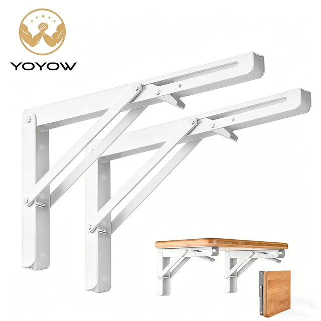 Heavy Duty L Shape 90 Degree Folding Shelf Brackets Metal Wall Mount Space Saving Side Opening for Table Shelf Furniture