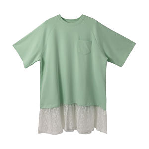 <span class=keywords><strong>Robe</strong></span> T-shirt en coton pur pour femmes, patchwork de dentelle, personnalisée 2025, mode, architecture <span class=keywords><strong>fluide</strong></span>, coupe décontractée, de jour en nuit - Product Image 1