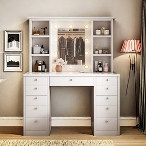 Mirror Small Design Girl Luxury Chair Makeup <strong>Dressing</strong> <strong>Table</strong> for Bedroom, <strong>Dressing</strong> <strong>Table</strong> With Led Mirror and Drawer - Product Image 4