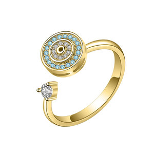 Anillo giratorio Evil Eye, anillo ajustable, anillo de circonita creativo antiestrés y antiansiedad de Europa y América - Product Image 5