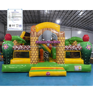 Thương mại ngoài trời Safari động vật chủ đề xương rồng Combo bouncy nhảy lâu đài Inflatable với Slide cho trẻ em Inflatable nhà bị trả lại - Product Image 1
