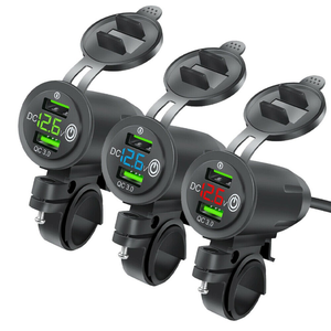 עמיד למים אופנוע טרקטורונים כידון כפולה USB QC 3.0 מטען מתאם עם מתג LED דיגיטלי מד מתח - Product Image 1