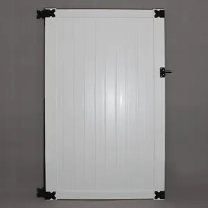 Longjie-puerta de PVC blanca para exteriores, cerca de vinilo de PVC, 6 'x 5'