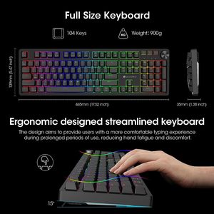 Teclado Mecánico KOORUI de 104 Teclas, USB, Cableado, Retroiluminación RGB de 26 Colores, con Interruptores Marrones, para Juegos - Product Image 4