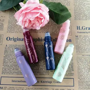 Wholesale NEW TYPE gemstone roller ball case 10ml matte colored candy series roller glass bottle with matte gold cap
