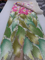 Tissu en dentelle de tulle perlé et pailleté de luxe NI.AI, maille lourde faite à la main pour robes de mariée nigérianes Asoebi
