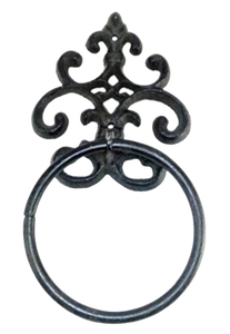 Ensembles de salle de bain décoratifs faits à la main en fer forgé couleur noire anneau de serviette impression de logo personnalisé Design antique - Product Image 6