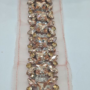Encaje de Lujo con Pedrería <span class=keywords><strong>Rosa</strong></span> para Mujer, Adorno de Encaje Elegante para Decorar Vestidos de Noche - Product Image 5