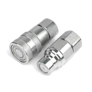 FF 1/2 BSP NPT ISO16028 coupler/pas untuk industri pertanian, penghubung cepat hidrolik wajah datar