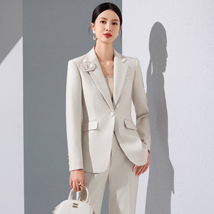 Women's Professional Suit Set Solid Color Polyester Anti-Wrinkle Work Commuting Formal Wear - Product Image 3
