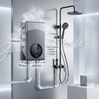 Chauffe-eau électrique instantané pour douche, commande tactile, chauffage rapide (3 secondes), musique, étanche IPX4, installation facile