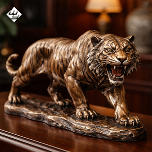 Sculptures d'animaux en bronze antique, figurines de léopard en <span class=keywords><strong>laiton</strong></span> faites à la main, ornements de bureau vintage pour hôtel, villa, intérieur - Product Image 5