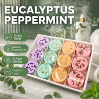 Diffuseurs de vapeur naturels pour la douche, eucalyptus et menthe poivrée, anti-stress, lot de 12, huiles essentielles, coffret cadeau, vente en gros, logo personnalisé
