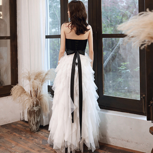 Abito da sera <span class=keywords><strong>lungo</strong></span> vintage pizzo fiori corsetto abiti da festa motivo a volant con abiti da treno - Product Image 5