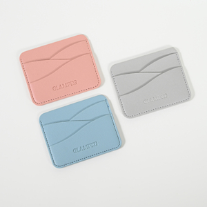 Glampkg bán sỉ tuyệt vời tùy chỉnh Slim PU da chủ thẻ khá Logo cá nhân hình dạng sóng Túi thẻ cho thẻ tín dụng - Product Image 5