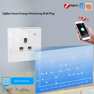 <span class=keywords><strong>Prise</strong></span> murale <span class=keywords><strong>WiFi</strong></span> personnalisée Tuya Smart Home 16A avec compteur de puissance, contrôle à distance par application, minuterie, verre trempé, cuivre pur, <span class=keywords><strong>prise</strong></span> européenne - Product Image 2