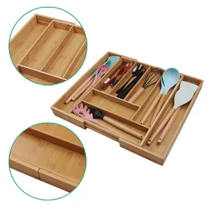 Toptan özel logo bambu saklama kutusu bambu çekmece organizatör mutfak için