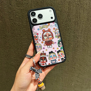 Nouvelle coque de téléphone Rainbow Gradient Cry Baby pour iPhone 17 16 15 14 Pro Max avec breloques Powerpuff Girls, chaîne et dos doré IMD laser - Product Image 1