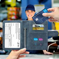 Portefeuille de voyage personnalisé avec logo, blocage RFID, porte-cartes, porte-passeport en cuir