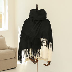 Syal wol kualitas tinggi baru syal Pashmina rumbai pola kotak-kotak merah natal syal wol panjang hangat untuk wanita - Product Image 6