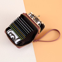 Porte-Monnaie Femme en Cuir PU, Petit Étui à Cartes de Crédit, Pochette à Monnaie avec Fermoir Kiss Lock et Boucle