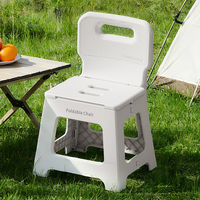 Tabouret pliant blanc toutes tailles, ultra-léger, en plastique renforcé, haute résistance, pour extérieur, camping, plage