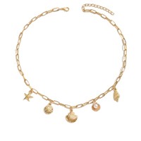 Miss JQ, joyería fina de verano para mujer, Gargantilla de cadena chapada en oro a la moda, collar de estrella de mar, concha de Perla sintética, Serie de colgantes