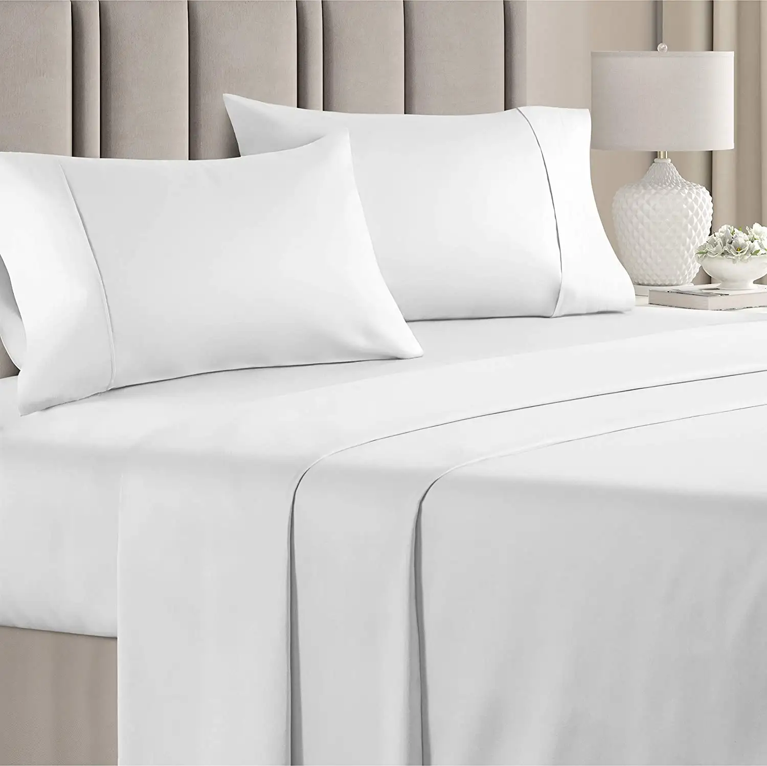 Hotel Textil-ropa de cama blanca, 180TC, 100% algodón, tamaño Queen, juego de sábanas