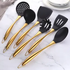 6Pcs Silicone Kitchen Utensil Set Accessories Kitchenware With Stainless Steel Handle Spatula Soup Spoon Cooking Tools