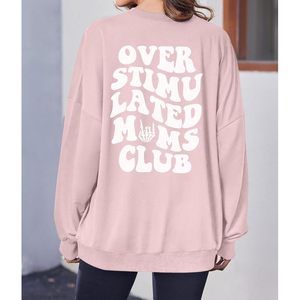 Sweat-shirt Oversize Femme « Club des Mamans Surstimulées » Rose avec Motif Squelette, Pull Tricoté Respirant à Manches Longues - Product Image 3
