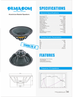 15NDL76 Haut-parleur de scène professionnel 15 pouces 1000W, Woofer, Système audio stéréo PA, OEM d'usine