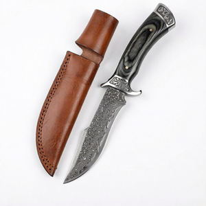 Manufacturer Wholesale Price Outdoor Survival Large Straight Portable Tactical Hunting Damascus Fixed Blade <b>Knife</b> Wood OEM - Product Image 1