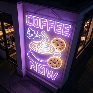 Sent Noodles Neon Sign Rectangular Acrylic Mounted <b>LED</b> <b>Light</b> for Advertisement Warm White 3000K IP65 - Product Image 3