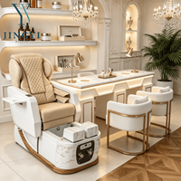Fauteuils de pédicure de luxe JingYi Beauty Salon, fauteuil de pédicure réglable et ensemble table de manucure, fauteuils de bain de pieds avec massage