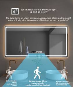 กระจกอัจฉริยะทันสมัยสวิตช์สัมผัสสี่เหลี่ยมกระจกห้องน้ำ LED พร้อมลำโพงกระจกติดผนัง - Product Image 5