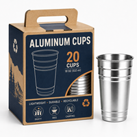 Ensemble de gobelets en aluminium empilables de 12 oz, 16 oz, 18 oz et 20 oz, en argent, pour les fêtes à domicile, la bière, les sodas, les jus et les réceptions quotidiennes