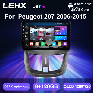<span class=keywords><strong>Autoradio</strong></span> GPS stéréo pour voiture Lehx portable 8 cœurs Android 12 4G+5G WiFi 2DIN Android Auto CarPlay pour Peugeot <span class=keywords><strong>207</strong></span> 2006-2016 - Product Image 2