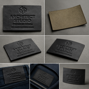 Etichette in Pelle Nera Ecologiche Personalizzate con Logo in Rilievo per Abbigliamento, <span class=keywords><strong>Forma</strong></span> Rettangolare in Rotolo - Product Image 4