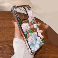 Coque de téléphone portable en TPU plaqué fleur de cristal antichoc pour Iphone 7 8 X Xr Xs 11 12 13 14 15 16 Pro Max