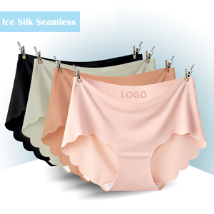 Sous-vêtements pour femmes en soie glacée sans couture, style fin pour l'été, avec entrejambe respirant, culottes sexy et jeunes - style fille - Product Image 1