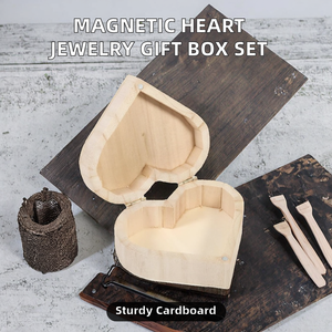 HS Luxury <b>Magnetic</b> Cardboard Jewelry <b>Gift</b> <b>Box</b> with Bright Creations Hinged Lid Heart Design 1-3L Capacity DHI-3434 Model - Product Image 2