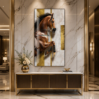 Impression sur toile de cheval au galop, design de luxe, décoration intérieure, art mural pour salon, peinture numérique sur porcelaine cristalline