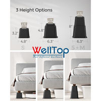 WELLTOP Nouveauté Rehausseurs de lit réglables en plastique noir, base de table pour canapé, bureau, cuisine, meubles empilables